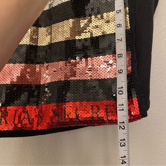 Victoria's Secret Stripe Sequin Carryall Tote beach Bag Black Red Silver Large - Picture 9 of 9